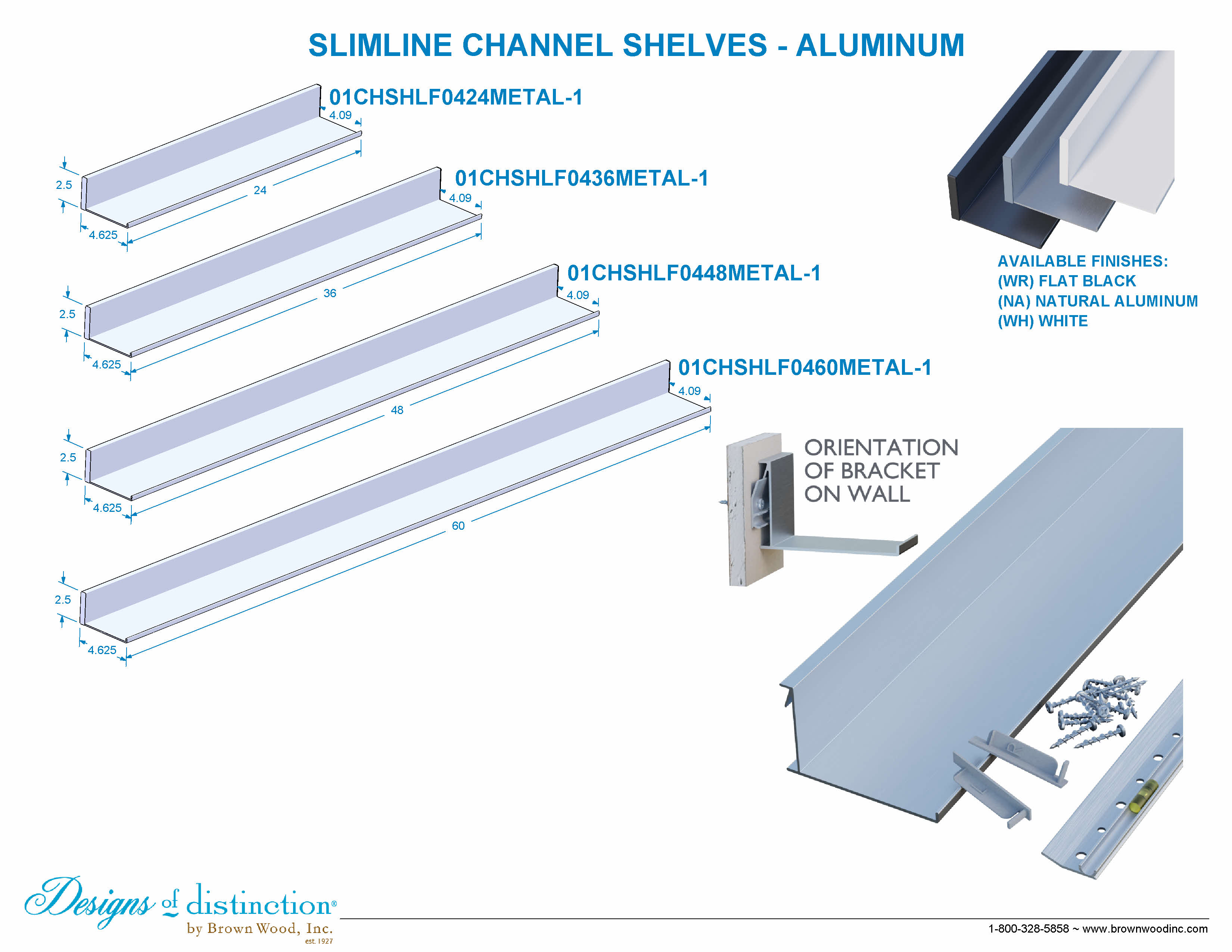 Slimline Channel Shelf Aluminum & Furniture Components Designs of Distinction