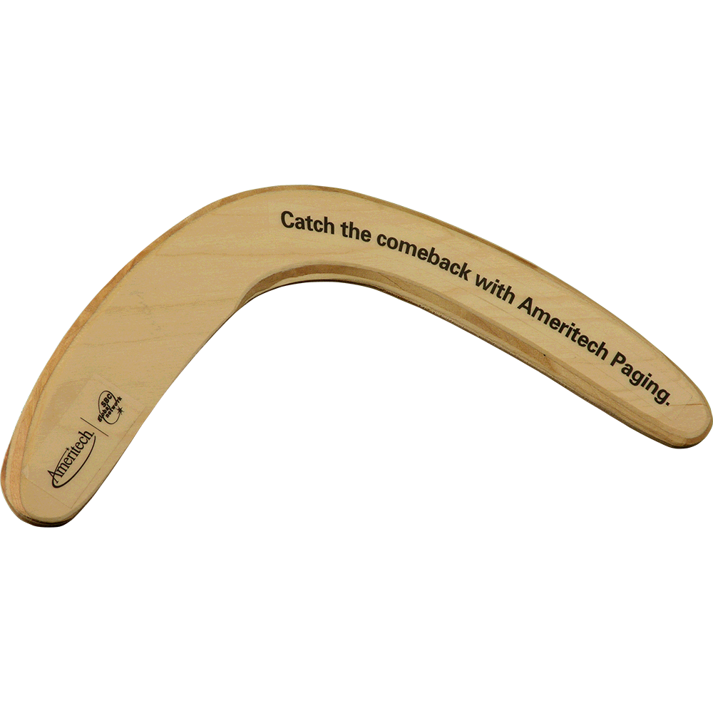 Functional or promotional classic wood boomerang.