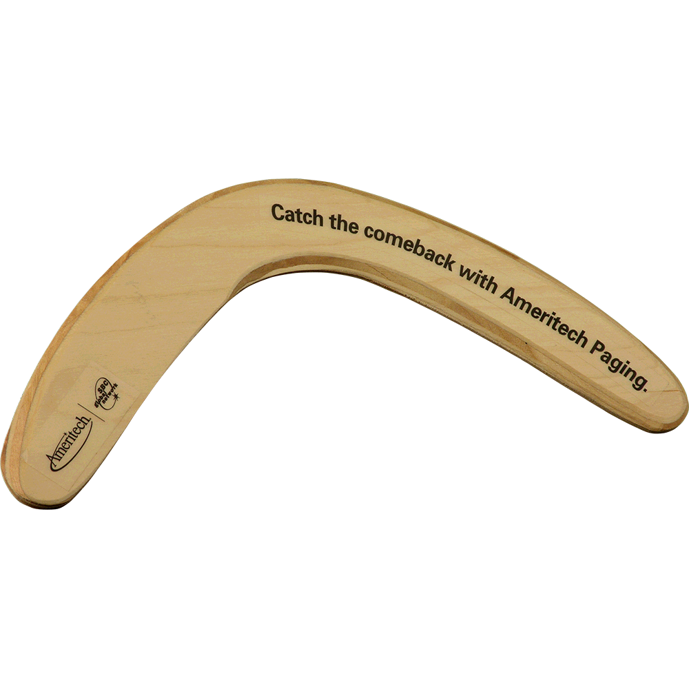 Functional or promotional classic wood boomerang.