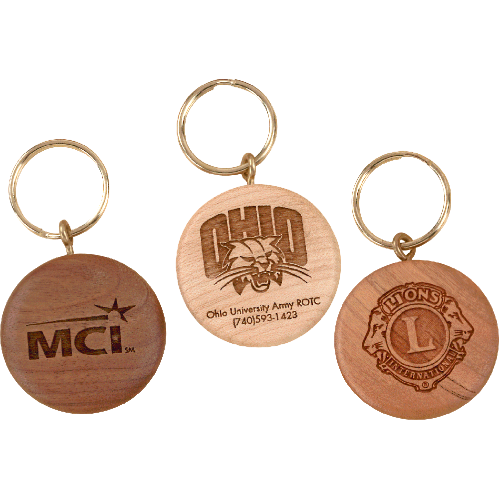 Wood badges and key tags and fobs in any shape customized to specification.