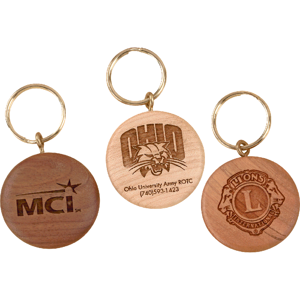 Wood badges and key tags and fobs in any shape customized to specification.